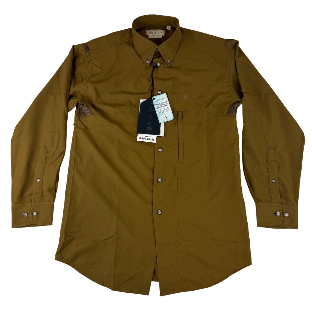 Beretta TM Tech Shirt Mens Small Hunting Brown UV Protection Long Sleeve LU701